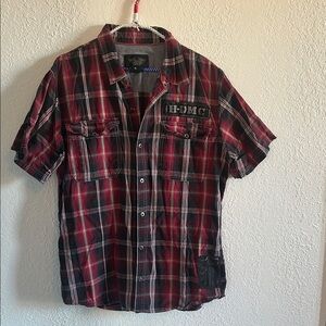 Men’s XL - Harley-Davidson Vintage Red and Black Plaid Button Down Shirt